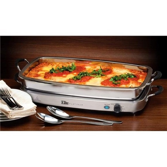 Elite Platinum EWM-9933 Deluxe Triple Buffet Server Food Warmer 3 x 2.5Qt - Picture 2 of 7